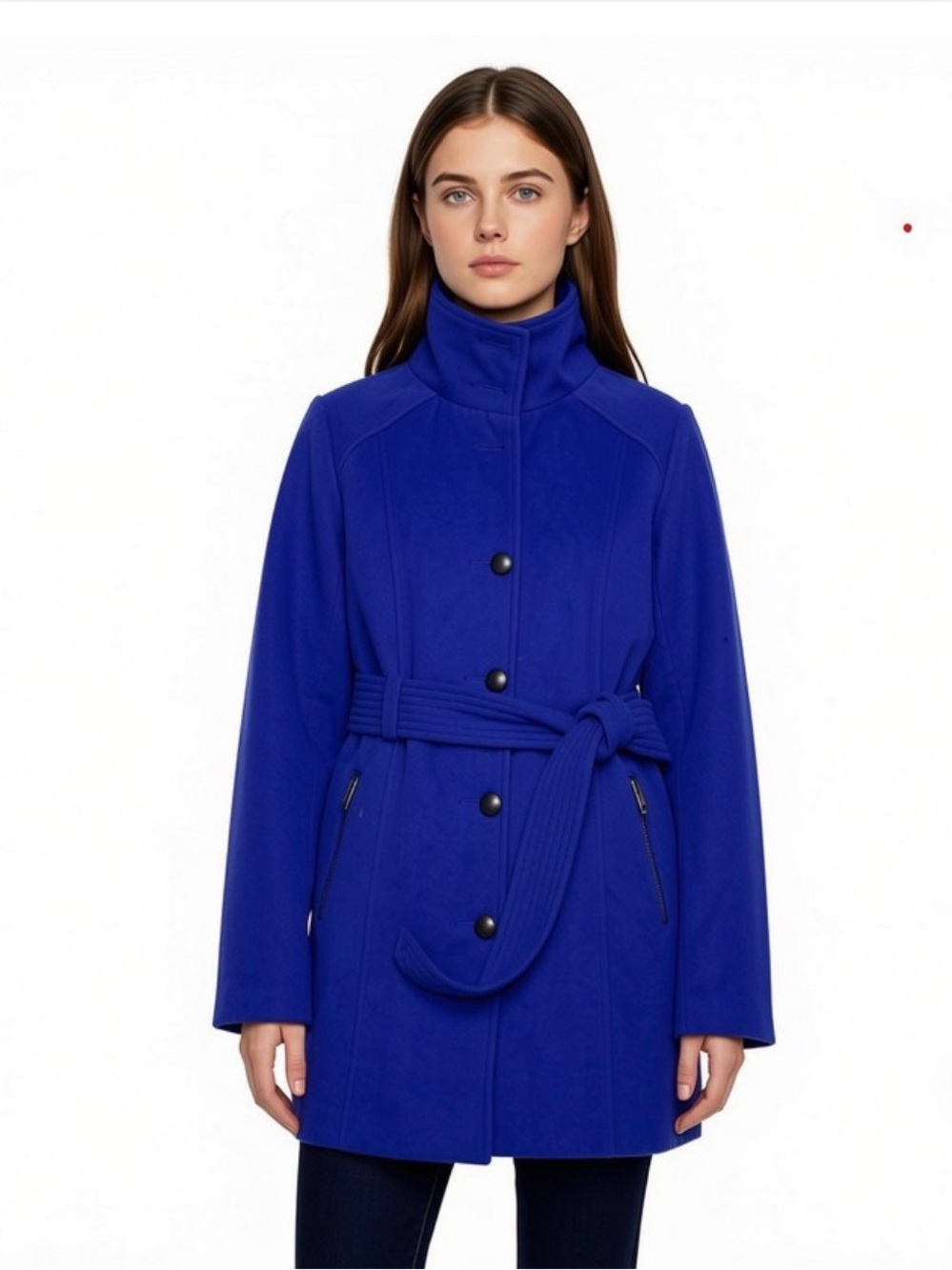 NWT! Jack Brand Juniors / Womens Belted Wool-Blend Coat - Vibrant Royal Blue